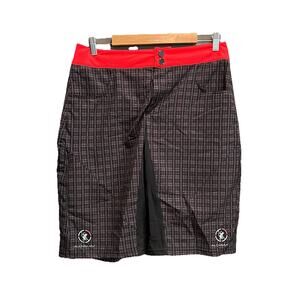 Alchemist Red Waistband Black/Brown Check Men's Shorts Size Medium